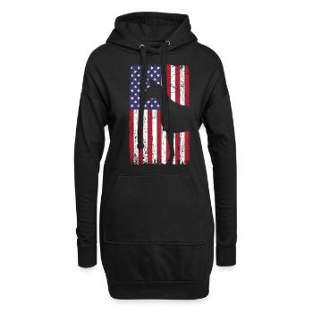 Doberman Pinscher chien avec drapeau des États-Unis - Sweat-shirt à capuche long Femme - noir - Devant