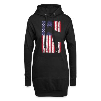 Dogue allemand avec drapeau des États-Unis - Sweat-shirt à capuche long Femme - noir - Devant