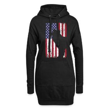 Chien allemand à poil court avec drapeau des États-Unis - Sweat-shirt à capuche long Femme - noir - Devant