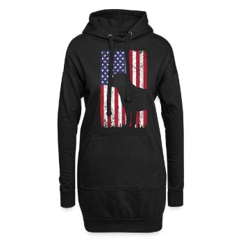 Chien Labrador Retriever avec drapeau des États-Unis - Sweat-shirt à capuche long Femme - noir - Devant