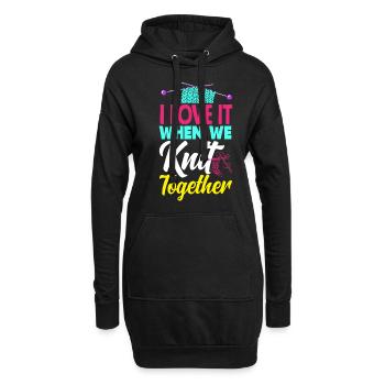 Drôle de tricot à l’aiguille à tricoter cadeau - Sweat-shirt à capuche long Femme - noir - Devant