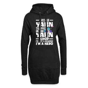 Drôle de tricot à l’aiguille à tricoter cadeau - Sweat-shirt à capuche long Femme - noir - Devant