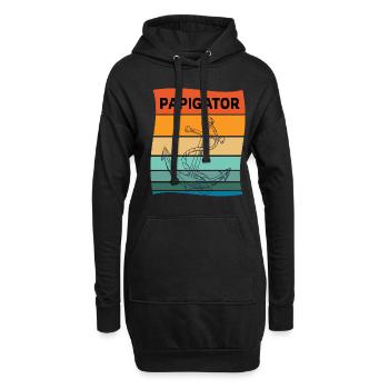 Papigator Papa Papa Ancre Fête des Pères - Sweat-shirt à capuche long Femme - noir - Devant