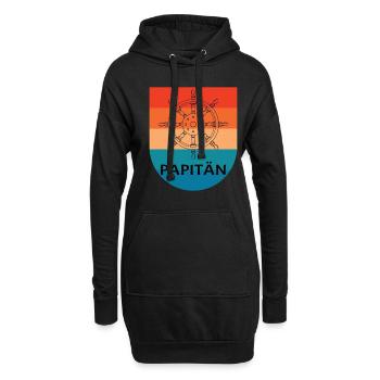 Papitän Papa Papa Fête des Pères Capitaine - Sweat-shirt à capuche long Femme - noir - Devant