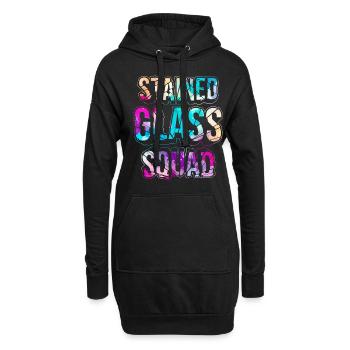 Vitrail artiste vitrail Squad - Sweat-shirt à capuche long Femme - noir - Devant