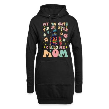 Mein Lieblingsfeuerwehrmann nennt mich Mama Groovy - Hoodie-Kleid - Schwarz - Vorne
