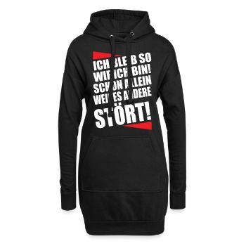 Ich bleib so wie ich bin Lustiger Spruch - Hoodie-Kleid - Schwarz - Vorne