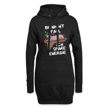 Bin Nicht Faul Ich Spare Energie Hängebauchschwein - Hoodie-Kleid - Schwarz - Vorne