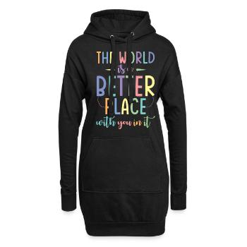 Die Welt Ist Schöner Mit Dir - Hoodie-Kleid - Schwarz - Vorne