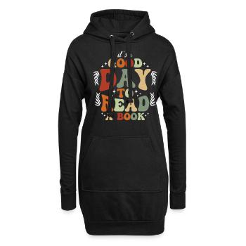 Guter Tag Zum Lesen Motiv - Hoodie-Kleid - Schwarz - Vorne