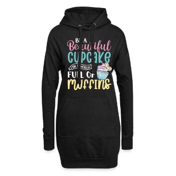 Cupcake Muffin Backen Geschenk - Hoodie-Kleid - Schwarz - Vorne