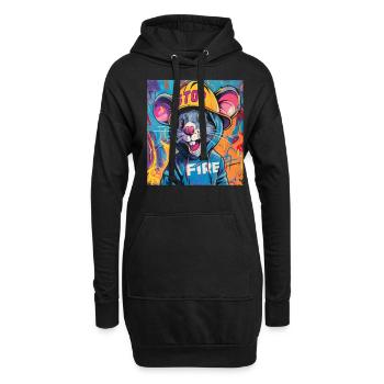 Pompier, Souris, Rat, Pompier, Pompier - Sweat-shirt à capuche long Femme - noir - Devant