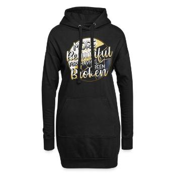 Kintsugi Plus Beau Pour Avoir Été Brisé - Sweat-shirt à capuche long Femme - noir - Devant
