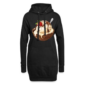 Vanilleeis Erdbeer Eisbecher Genuss Moment - Hoodie-Kleid - Schwarz - Vorne