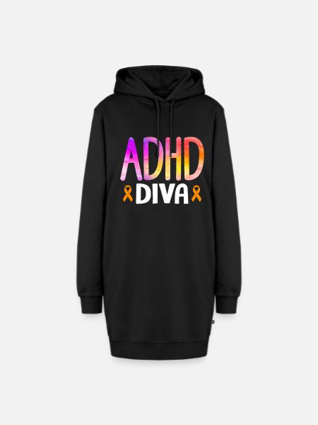 Witziger ADHS Spruch - Hoodie-Kleid - Schwarz