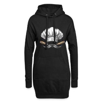 Toque de chef avec couteaux et moustache - Sweat-shirt à capuche long Femme - noir - Devant