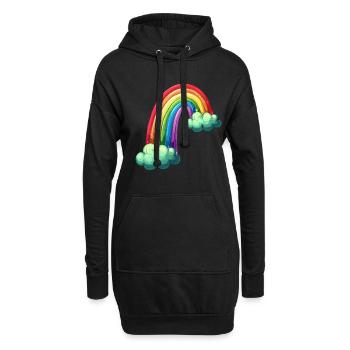 Bunter Regenbogen Mit Wolken Zeichnung - Hoodie-Kleid - Schwarz - Vorne