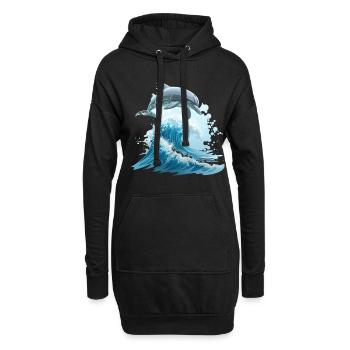 Delfin Ozean Sprung Meer - Hoodie-Kleid - Schwarz - Vorne