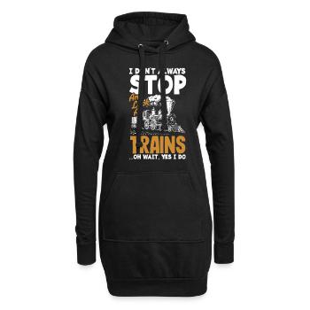 Drôle de Train amant Trains Locomotive cadeau - Sweat-shirt à capuche long Femme - noir - Devant