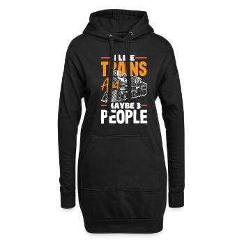 Drôle de Train amant Trains Locomotive cadeau - Sweat-shirt à capuche long Femme - noir - Devant