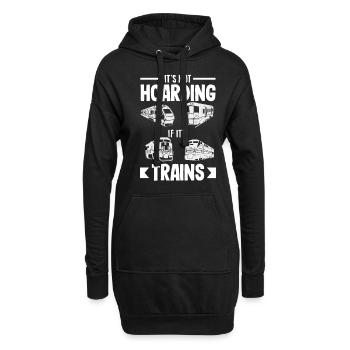 Drôle de Train amant Trains Locomotive cadeau - Sweat-shirt à capuche long Femme - noir - Devant