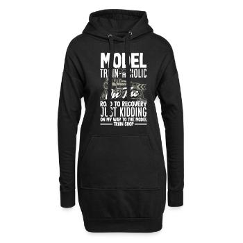 Drôle de Train amant Trains Locomotive cadeau - Sweat-shirt à capuche long Femme - noir - Devant