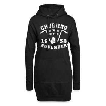 Cruising Biker Geburtstag November 1958 Motorrad - Hoodie-Kleid - Schwarz - Vorne