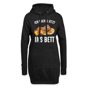 I Teckel Maintenant Au Lit Chemise De Sommeil Teckel - Sweat-shirt à capuche long Femme - noir - Devant