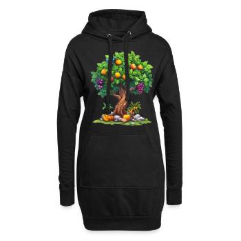 Bunter Obstbaum Mit Reifen Früchten - Hoodie-Kleid - Schwarz - Vorne