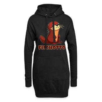 Otto Name, Fischotto Outfit zum Namenstag mit Name - Hoodie-Kleid - Schwarz - Vorne