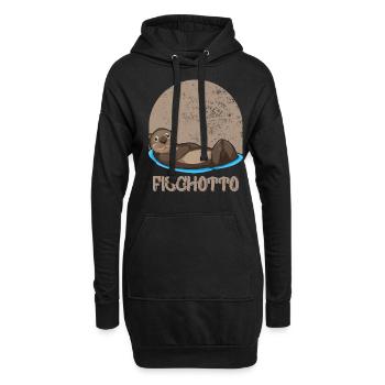 Otto Name, Fischotto Outfit zum Namenstag mit Name - Hoodie-Kleid - Schwarz - Vorne