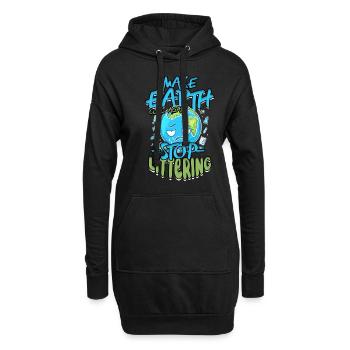 Environmental Protection Make Earth Cool Again Stop Littering - Hoodie Dress - black - Front