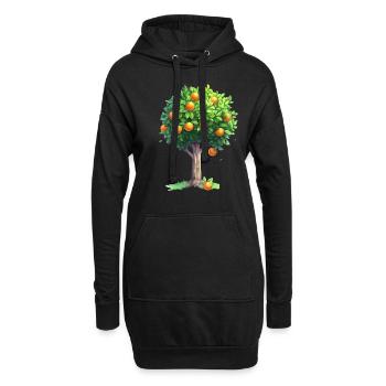 Saftiger Orangenbaum In Vollblüte - Hoodie-Kleid - Schwarz - Vorne