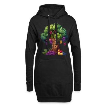 Bunter Baum Mit Trauben Und Blättern - Hoodie-Kleid - Schwarz - Vorne