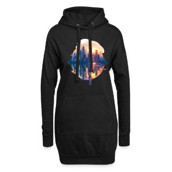 Coucher de soleil urbain aux couleurs pastel - Sweat-shirt à capuche long Femme - noir - Devant