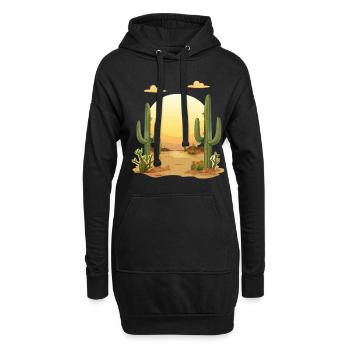 Paysage désertique au coucher du soleil - Sweat-shirt à capuche long Femme - noir - Devant