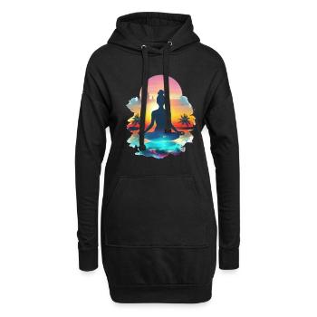 Méditation au paradis du coucher du soleil - Sweat-shirt à capuche long Femme - noir - Devant