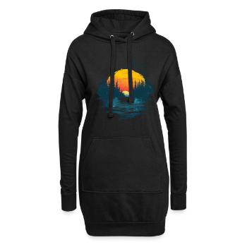 Lever du soleil, nature idylle avec les oiseaux - Sweat-shirt à capuche long Femme - noir - Devant