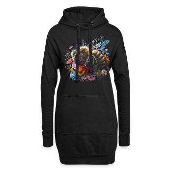 Cottagecore Hummel Auf Blumen - Hoodie-Kleid - Schwarz - Vorne