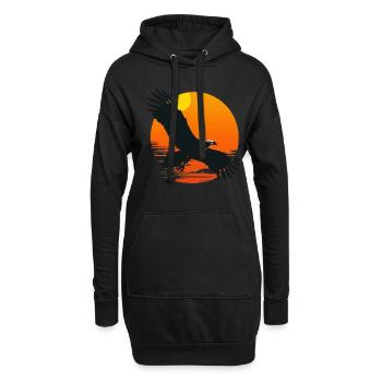 Aigle majestueux au coucher du soleil - Sweat-shirt à capuche long Femme - noir - Devant