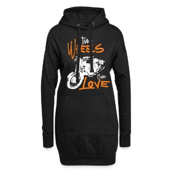 Two Wheels One Love Motorrad Biker Motorradfahrer - Hoodie-Kleid - Schwarz - Vorne
