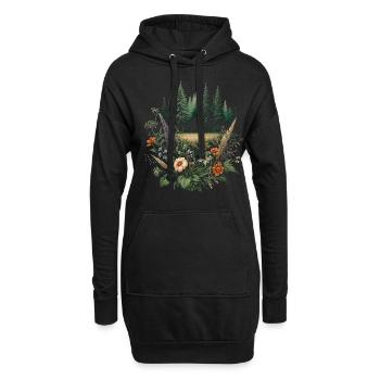 Cottagecore Wald Mit Blumen - Hoodie-Kleid - Schwarz - Vorne