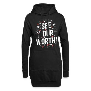 Erkenne Deinen Wert Motivationsspruch - Hoodie-Kleid - Schwarz - Vorne