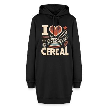 I Love Cereal 12 - Hoodie-Kleid - Schwarz - Vorne