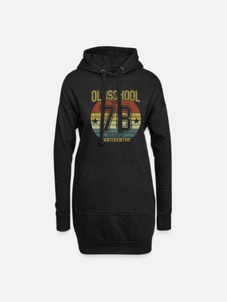 August 1978 - Geburtstag im August Oldschool - Hoodie-Kleid - Schwarz