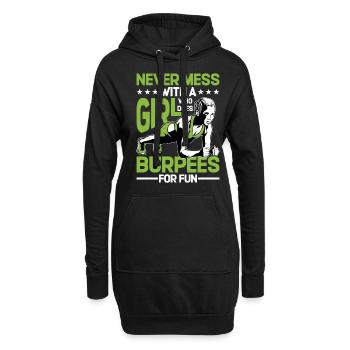 Ne plaisantez jamais avec une fille qui fait des burpees pour le plaisir 5 - Sweat-shirt à capuche long Femme - noir - Devant