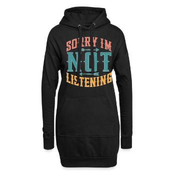 Désolé, je n’écoute pas 37 - Sweat-shirt à capuche long Femme - noir - Devant