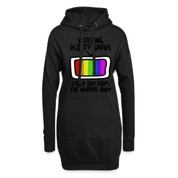 Télévision rétro des années 90 des années 80 - Sweat-shirt à capuche long Femme - noir - Devant