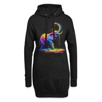 Elefant Tier Pop Art - Hoodie-Kleid - Schwarz - Vorne