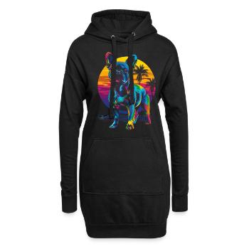 Französische Bulldogge Frenchie Hund Strand Sonnen - Hoodie-Kleid - Schwarz - Vorne
